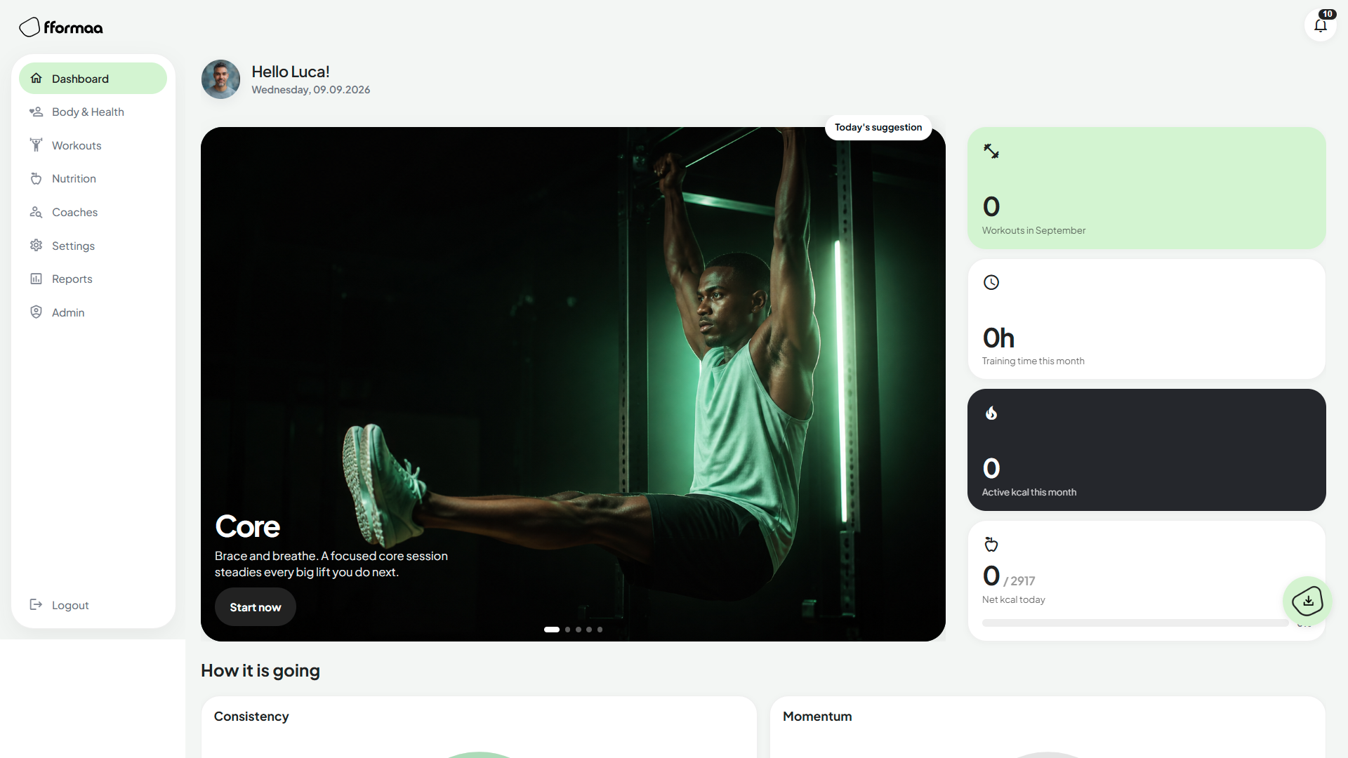 Fformaa desktop dashboard